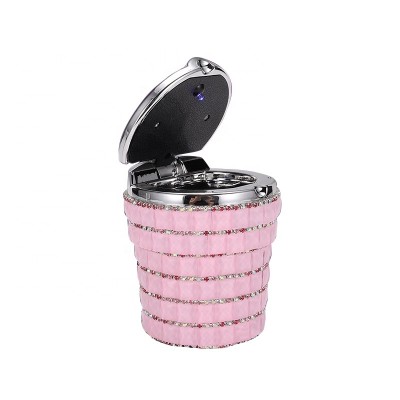 UKETA custom crystal rhinestones car interior accessories shiny LED light bling car ashtray