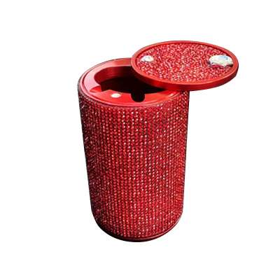 UKETA custom luxury crystal rhinestones car accessories portable bling car ashtray for cup holder